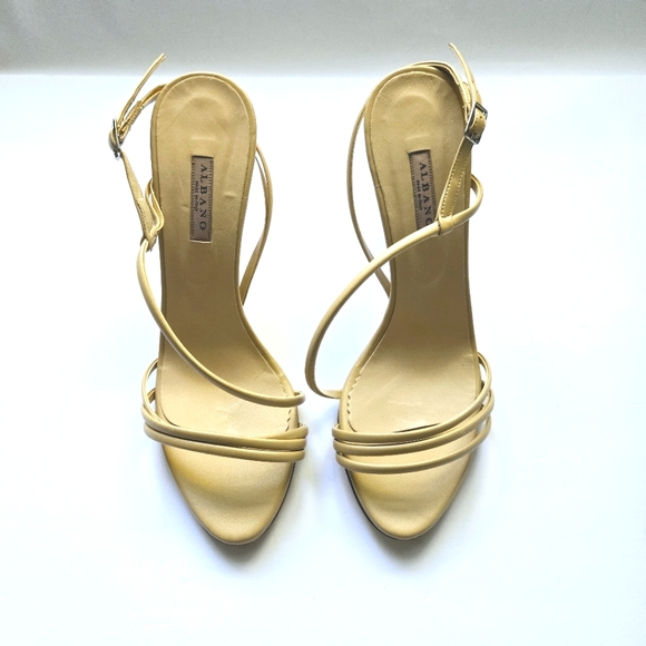 Albano Tan Leather Strappy Heels. Size 40. Made In Italy - Picture 2 of 6